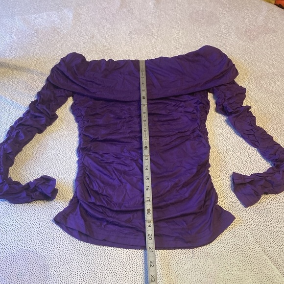 SHEIN Tall Off Shoulder Ruched Tee size XS new without tag - Picture 3 of 10